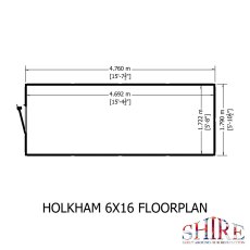 6 x 16 Shire Holkham Wooden Greenhouse - footprint