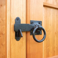 7x3 Shire Holme Wooden Mini Greenhouse - door latch - close up