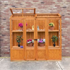 7x3 Shire Holme Wooden Mini Greenhouse - in situ - doors closed