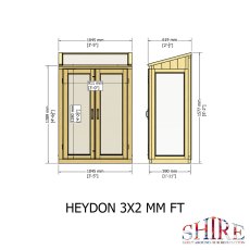 3x2 Shire Heydon Wooden Mini Greenhouse - dimensions