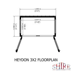 3x2 Shire Heydon Wooden Mini Greenhouse - footprint