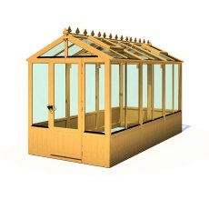 6 x 12 Shire Holkham Wooden Greenhouse - isolated - slight right side angle - door closed