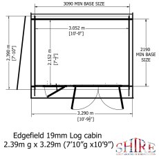 8x11G Shire Edgefield Pent Log Cabin in 19mm Logs - footprint