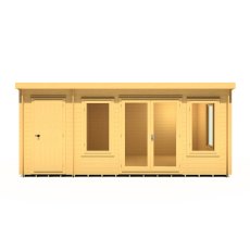 10Gx17 Shire Elm Pent Log Cabin with Side Storage (19mm Logs) - isolated front view