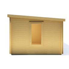 10Gx17 Shire Elm Pent Log Cabin with Side Storage (19mm Logs) - isolated window side view