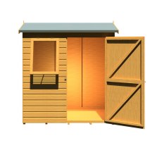 66x4 Shire Lewis Premium Reverse Apex Shed Door In Right Hand Side - isolated front view, doors open