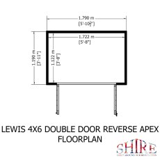 4x6 Shire Lewis Professional Reverse Apex Shed - footprint