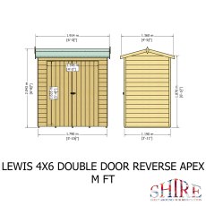 4x6 Shire Lewis Professional Reverse Apex Shed - dimensions