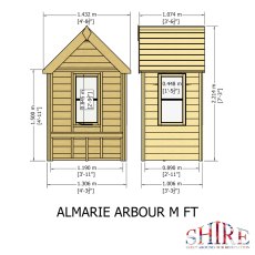Shire Almarie Wooden Garden Arbour - Pressure Treated - dimensions