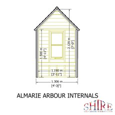 Shire Almarie Wooden Garden Arbour - Pressure Treated - side dimensions