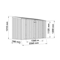 7'5x2'5 Mercia Absco Metal Bike Shed in Woodland Grey - diagram