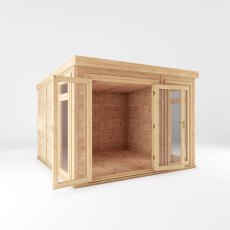 3.00m x 3.00m Mercia Self Build Insulated Garden Room - isolated angle view, doors open