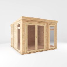 3.00m x 3.00m Mercia Self Build Insulated Garden Room - isolated angle view, doors closed