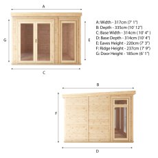 3.00m x 3.00m Mercia Self Build Insulated Garden Room - dimensions