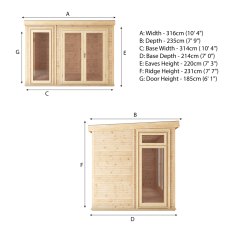 3.00m x 2.00m Mercia Self Build Insulated Garden Room - dimensions
