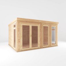 4.00m x 3.00m Mercia Self Build Insulated Garden Room - isolated angle view, doors closed