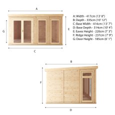 4.00m x 3.00m Mercia Self Build Insulated Garden Room - dimensions