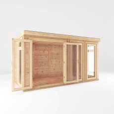 4.00m x 2.00m Mercia Self Build Insulated Garden Room - isolated angle view, doors open