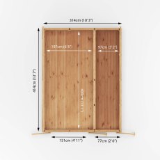 3.00mx4.00m Mercia Insulated Garden Room With Side Shed - footprint