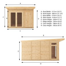 3.00mx4.00m Mercia Insulated Garden Room With Side Shed - dimensions