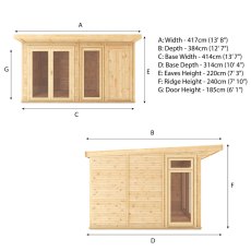 4.00mx3.00m Mercia Insulated Garden Room With Side Shed - dimensions