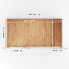 6.00mx3.00m Mercia Insulated Garden Room With Side Shed - footprint