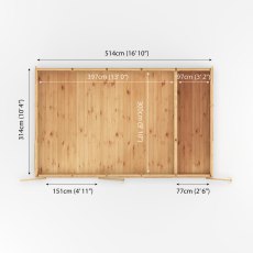 5.00mx3.00m Mercia Insulated Garden Room With Side Shed - footprint