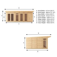 6.00mx4.00m Mercia Insulated Garden Room With Side Shed - dimensions