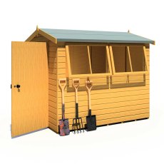 8x6 Shire Atlas Professional Apex Shed - side view with doors open