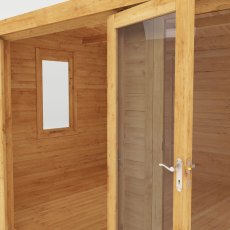 4.5m x 3.5m Mercia Home Office Director Log Cabin (34mm To 44mm Logs) - isolated door view