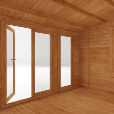 4.5m x 3.5m Mercia Home Office Director Log Cabin (34mm To 44mm Logs) - isolated internal door view