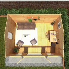 4.5m x 3.5m Mercia Home Office Director Log Cabin (34mm To 44mm Logs) - in situ, top view