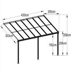 10x14 Kingston Lean To Carport Patio Cover - Dimensions