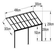 10 x 16 Kingston Lean To Carport Patio Cover - dimensions