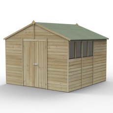 10 X 10 Forest Beckwood Tongue & Groove Apex Wooden Shed With Double Doors 25yr Guarantee - isolated angle view, doors closed