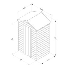 4 X 3 Forest Beckwood Tongue & Groove Windowless Apex Wooden Shed - dimensions