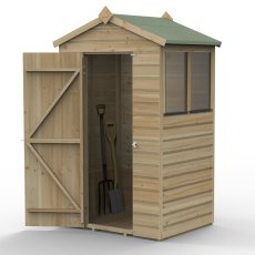 4 X 3 Forest Beckwood Tongue & Groove Apex Wooden Shed 25yr Guarantee - isolated angle view, doors open