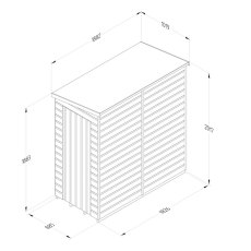 6x3 Forest Beckwood Tongue & Groove Pent Windowless Wooden Shed - dimensions