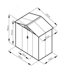 6x4 Rowlinson Trentvale Metal Apex Shed In Light Grey - dimensions