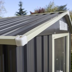 6x4 Rowlinson Trentvale Metal Apex Shed In Dark Grey - in situ, roof