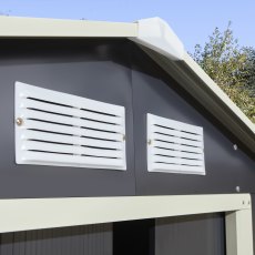 6x4 Rowlinson Trentvale Metal Apex Shed In Dark Grey - in situ, vent