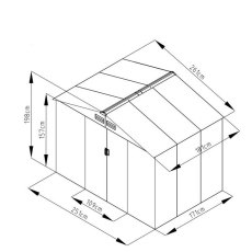 8x6 Rowlinson Trentvale Metal Apex Shed in Light Grey - dimensions