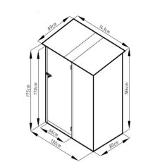 5x3 Rowlinson Trentvale Metal Pent Shed in Dark Grey - dimensions