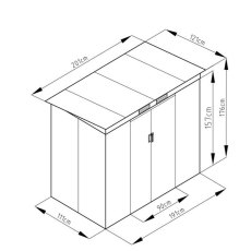 6x4 Rowlinson Trentvale Metal Pent Shed in Light Grey - dimensions