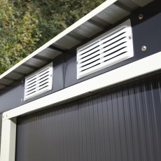 6x4 Rowlinson Trentvale Metal Pent Shed in Dark Grey - in situ, vents