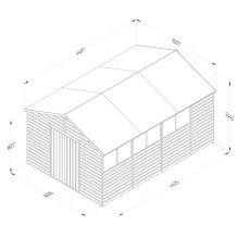 10x15 Forest Beckwood Tongue & Groove Apex Wooden Shed with Double Doors - dimensions