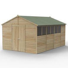 10x15 Forest Beckwood Tongue & Groove Apex Wooden Shed with Double Doors - isolated angle view, doors closed