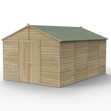 10x15 Forest Beckwood Tongue & Groove Windowless Apex Wooden Shed with Double Doors - isolated angle view, doors closed