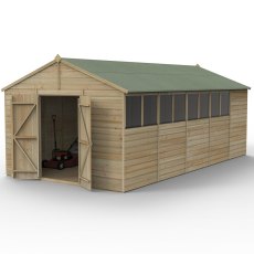 10x20 Forest Beckwood Tongue & Groove Apex Wooden Shed with Double Doors - isolated angle view, doors closed