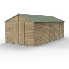 10x20 Forest Beckwood Tongue & Groove Windowless Apex Wooden Shed with Double Doors - isolated angle view, doors closed